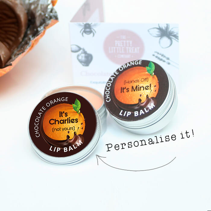 Personalised Chocolate Orange Lip Balm Unusual gift Little Treat