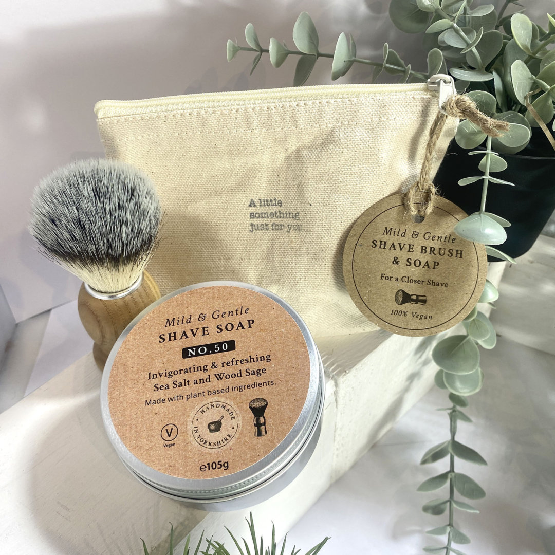 Mens Shaving Soap and Shaving Brush Gift Vegan